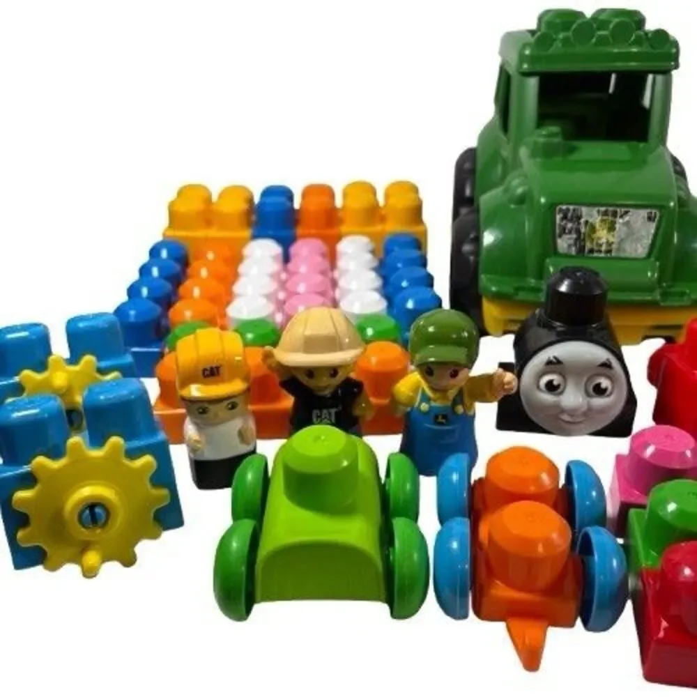 Mega Blok Lot Big Blocks Large Toddler-Friendly Building Toys Cars People Truck